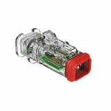 AT06-2S-LED-OMC - AT Series, 2 Position LED Overmold Plug, Socket, LED 12 V or 24 V, Clear Body, RVP Circuit, Green LED