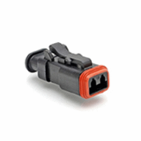 AT06-2S-SR01XXX - 2-Way Plug Female Connector with Strain Relief, Endcap, Standard Seal