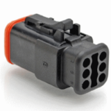 AT06-6S-SR01XXX - 6-Way Plug Female Connector with Strain Relief and Endcap, Standard Seal, AT/SR01